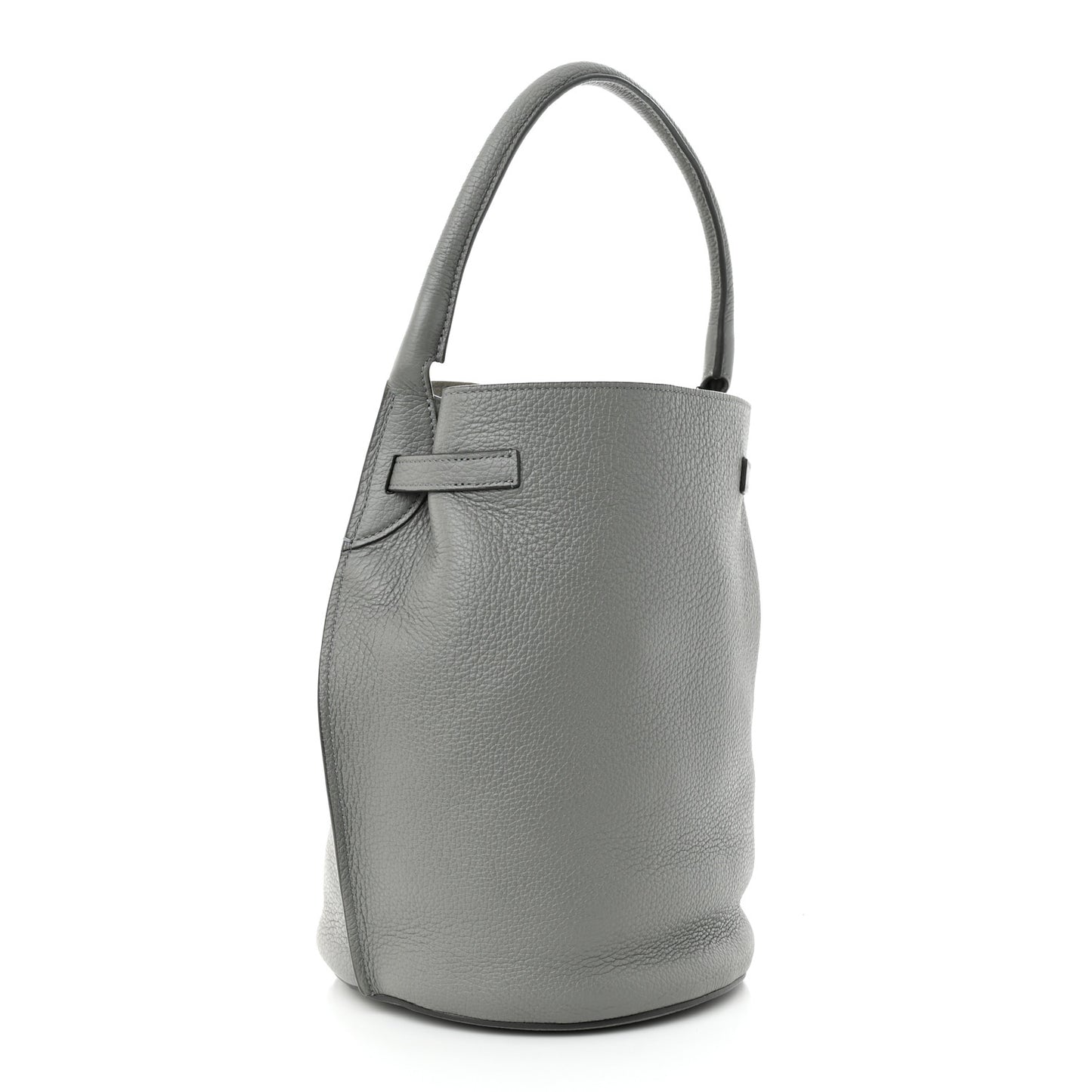 Supple Grained Calfskin Big Bag Bucket Grey