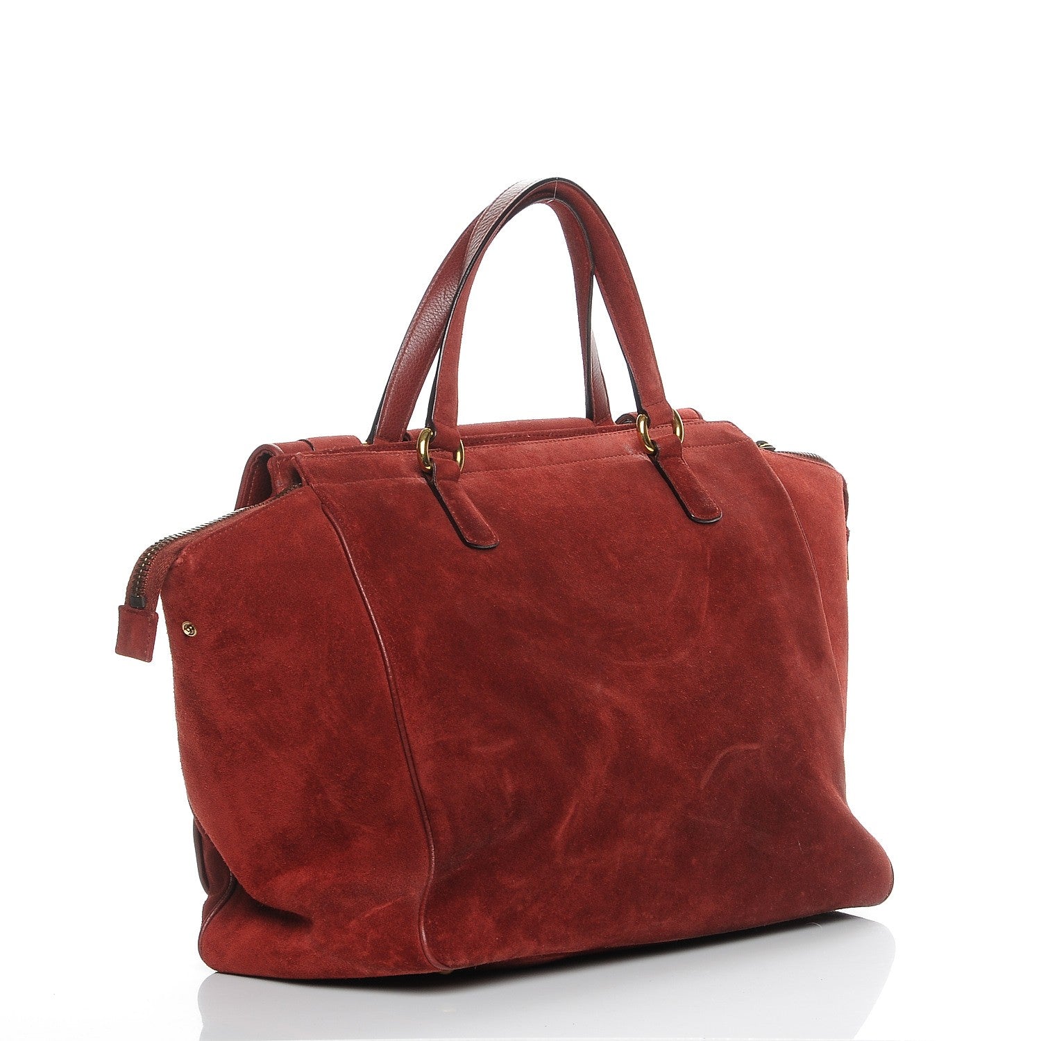 Gucci Suede Medium 1973 Top Handle Satchel Red 3 of 12