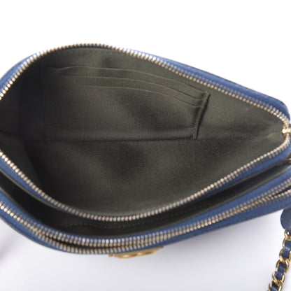 Chanel Caviar Quilted Small Boy Clutch With Chain Blue 7 of 12