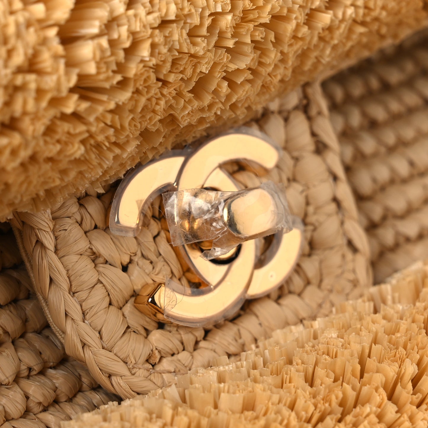 Braided Raffia Coco Beach Flap Beige