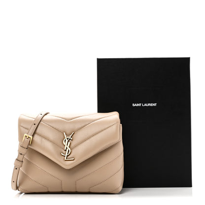 Saint Laurent Calfskin Y Quilted Monogram Toy Loulou Crossbody Bag Dark Beige 11 of 11