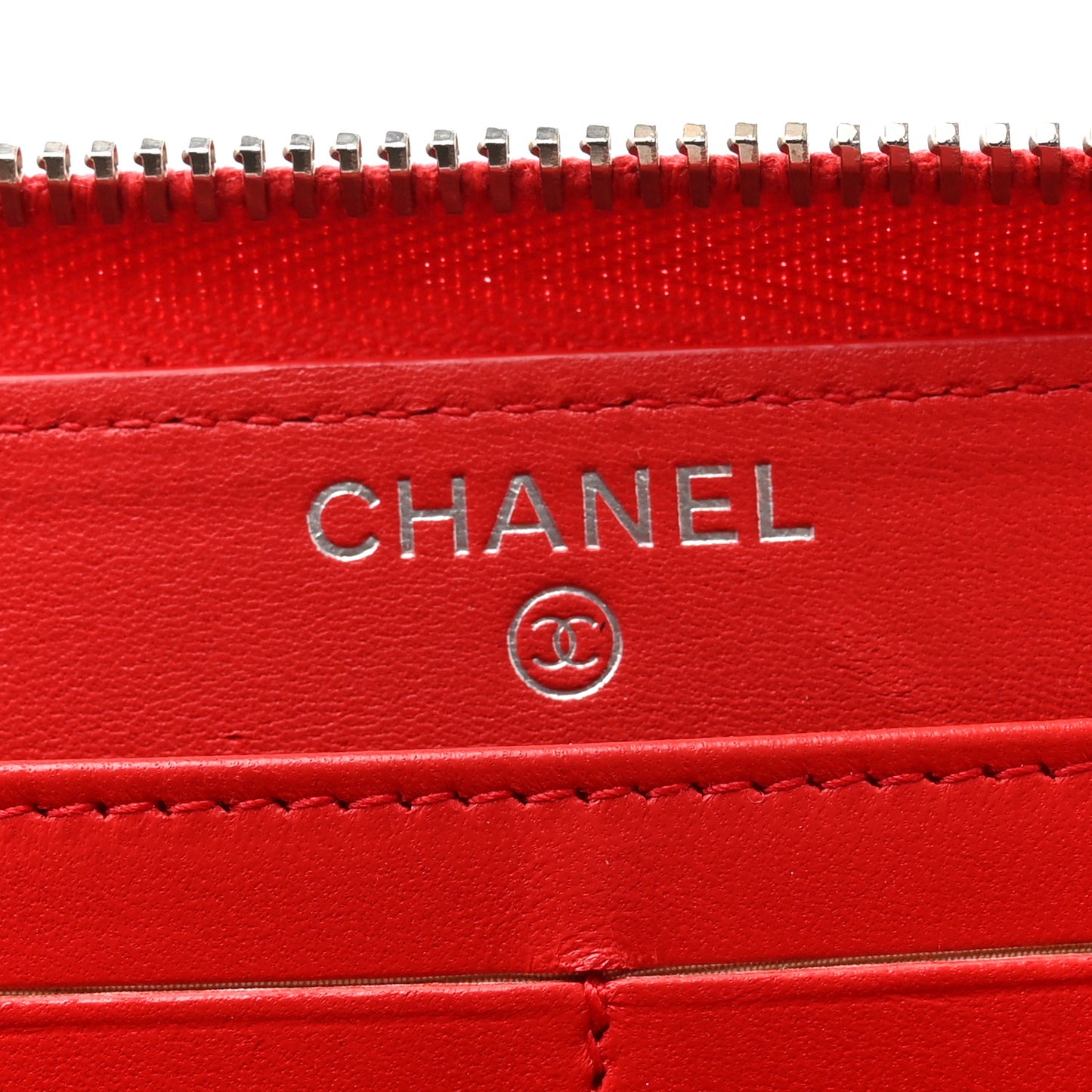 Lambskin Quilted Large Gusset Zip Around Wallet Red