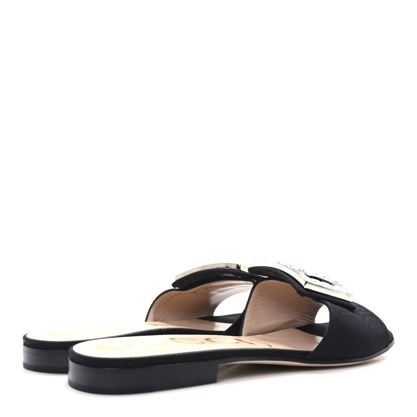 Malaga Kid Suede Crystal Square G Madelyn Slide Sandals 38 Black