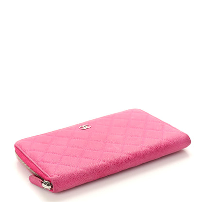 Chanel Iridescent Caviar Quilted Large Zip Around Organizer Wallet Pink 4 of 9