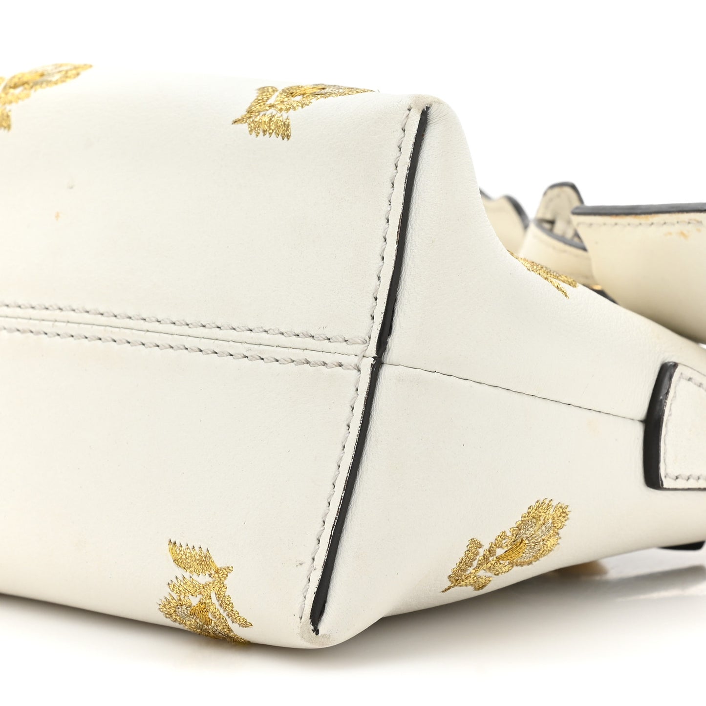 Vitello Dolce Lurex Floral Embroidered Studded Mini By The Way Boston Bag White