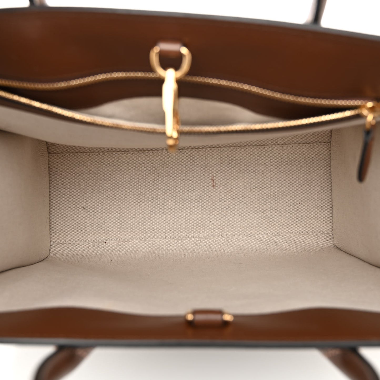 GG Supreme Monogram Azalea Calfskin Medium Retro Interlocking G Tote Bag Beige Ebony Brown Sugar