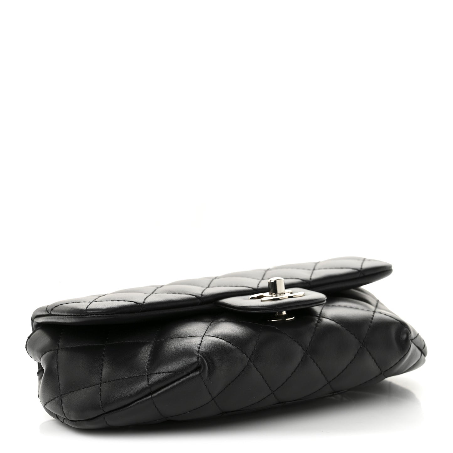 Calfskin Quilted CC Uniform Flap Belt Bag Black