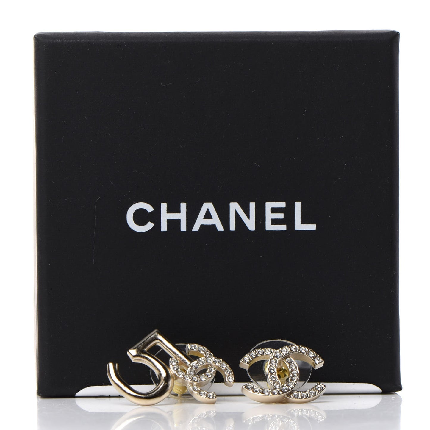 Crystal CC No 5 Earrings Gold