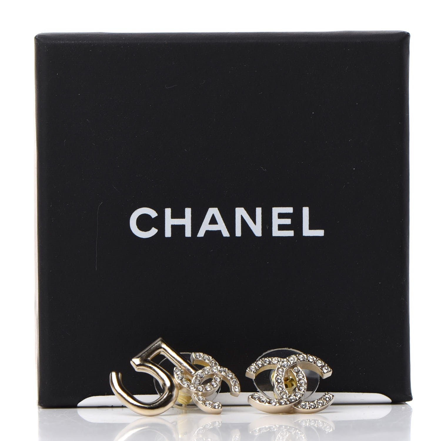 Chanel Crystal CC No 5 Earrings Gold 5 of 5
