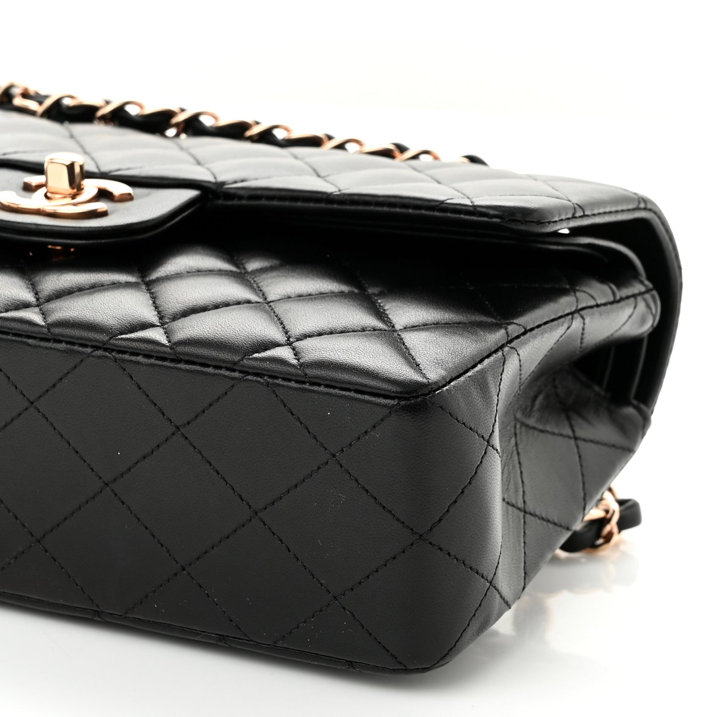 Lambskin Quilted Small Double Flap Black