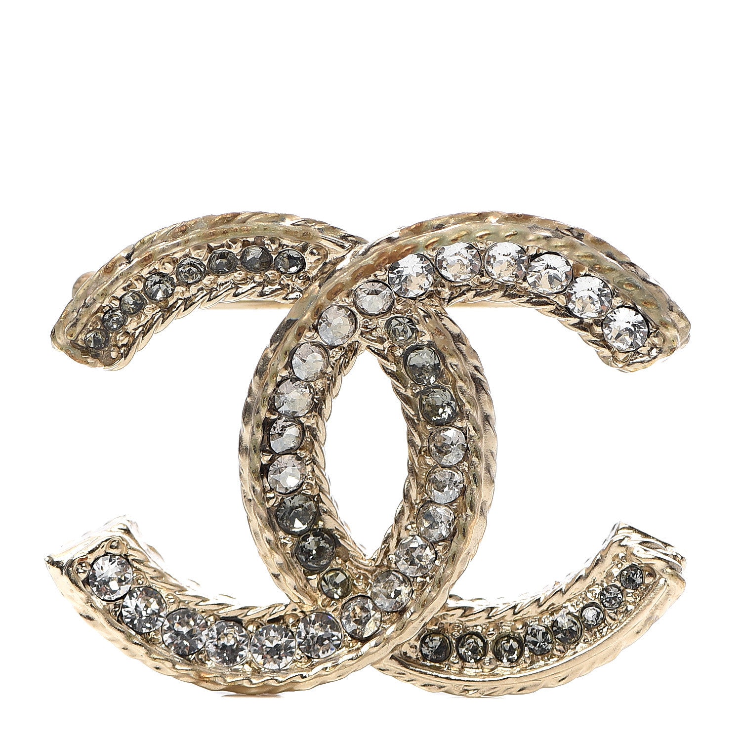 Chanel Crystal CC Brooch Pin Light Gold 1 of 4
