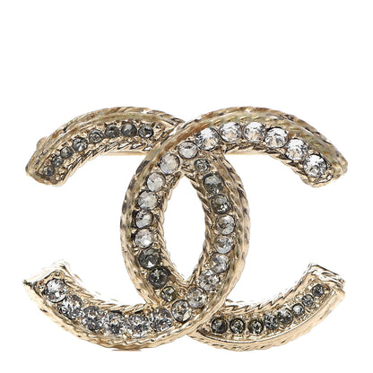 Chanel Crystal CC Brooch Pin Light Gold 1 of 4