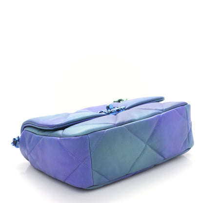 Chanel Tie Dye Calfskin Quilted Medium Chanel 19 Flap Blue Purple 4 of 9