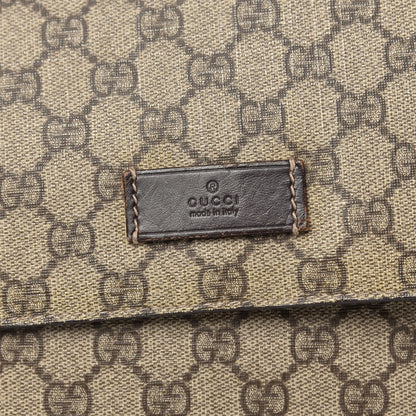 Gucci GG Supreme Monogram Selleria Calfskin Messenger Diaper Bag Beige Ebony Cocoa Dark Chocolate 10 of 16