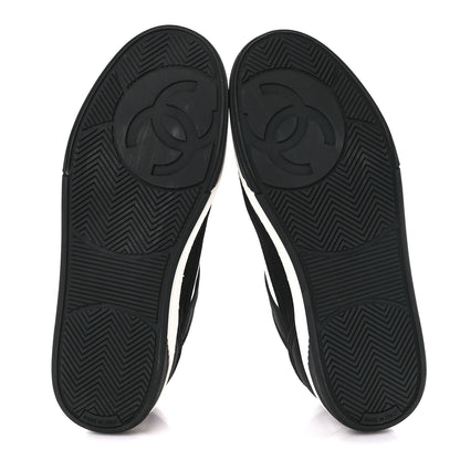 Chanel Fabric Womens Logo Sneakers 39.5 Black White 5 of 9