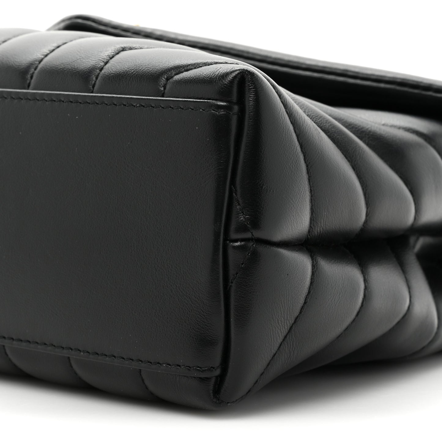 Calfskin Y Quilted Monogram Small Loulou Chain Satchel Black