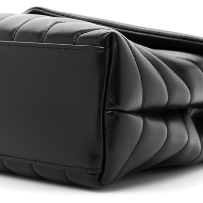 Saint Laurent Calfskin Y Quilted Monogram Small Loulou Chain Satchel Black 9 of 13