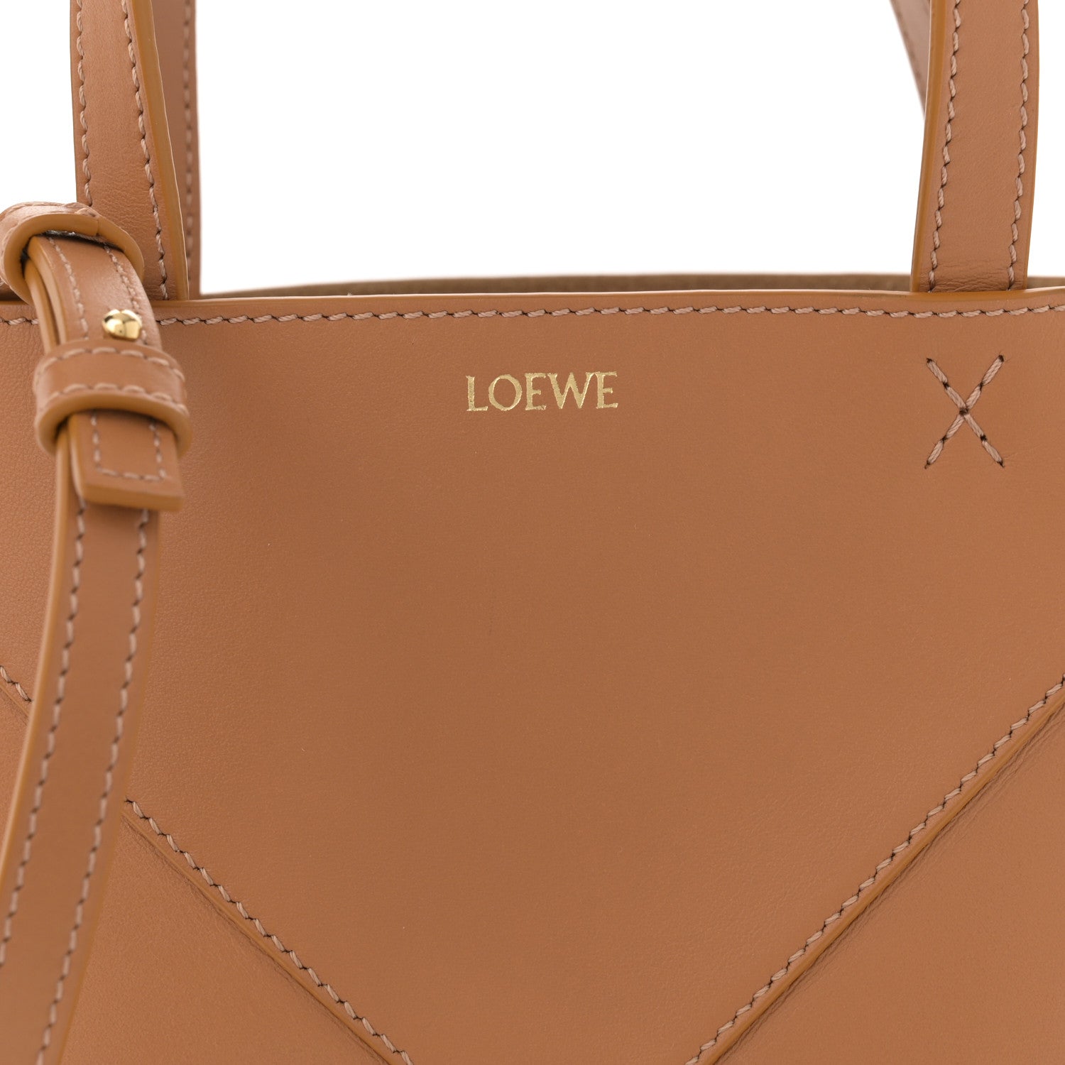Loewe Shiny Calfskin Mini Puzzle Fold Tote Warm Desert 8 of 12