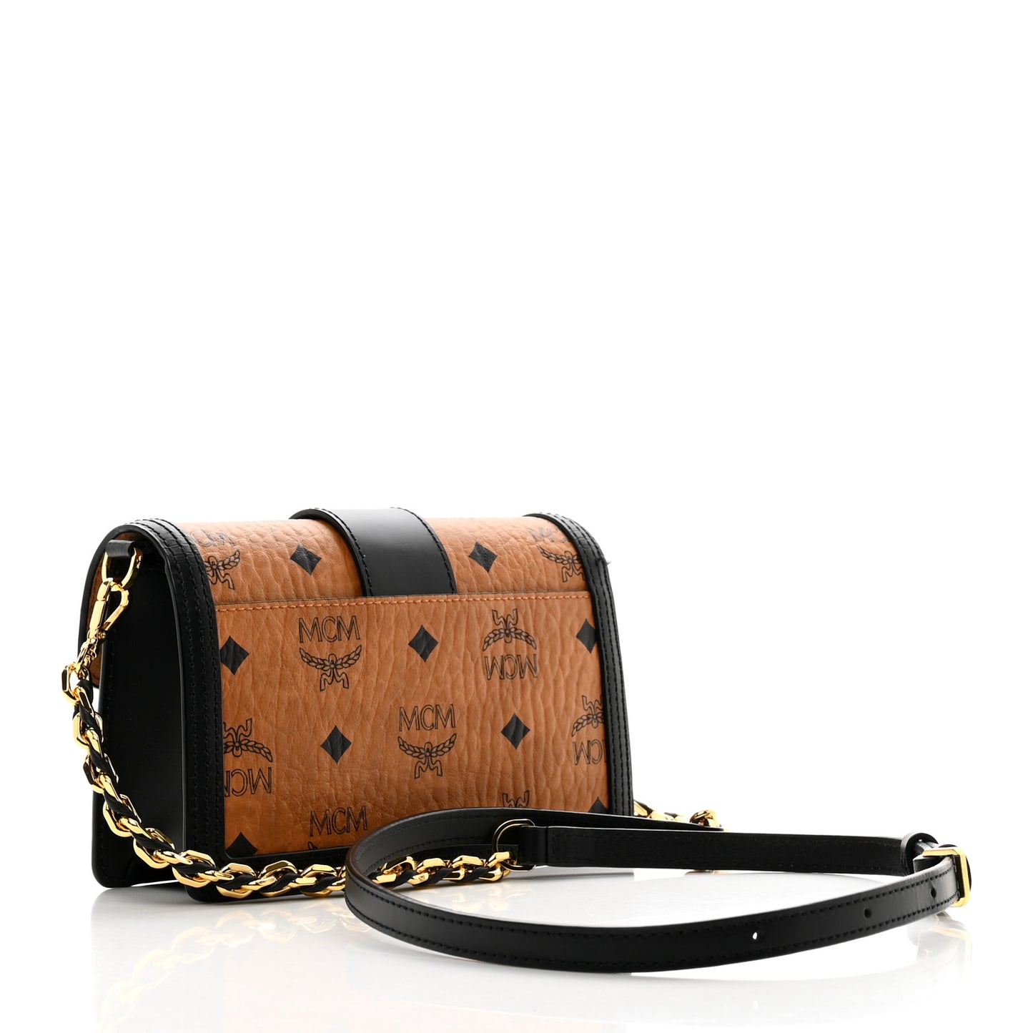 Visetos Monogram Studded Mini Tracy Crossbody Bag Cognac