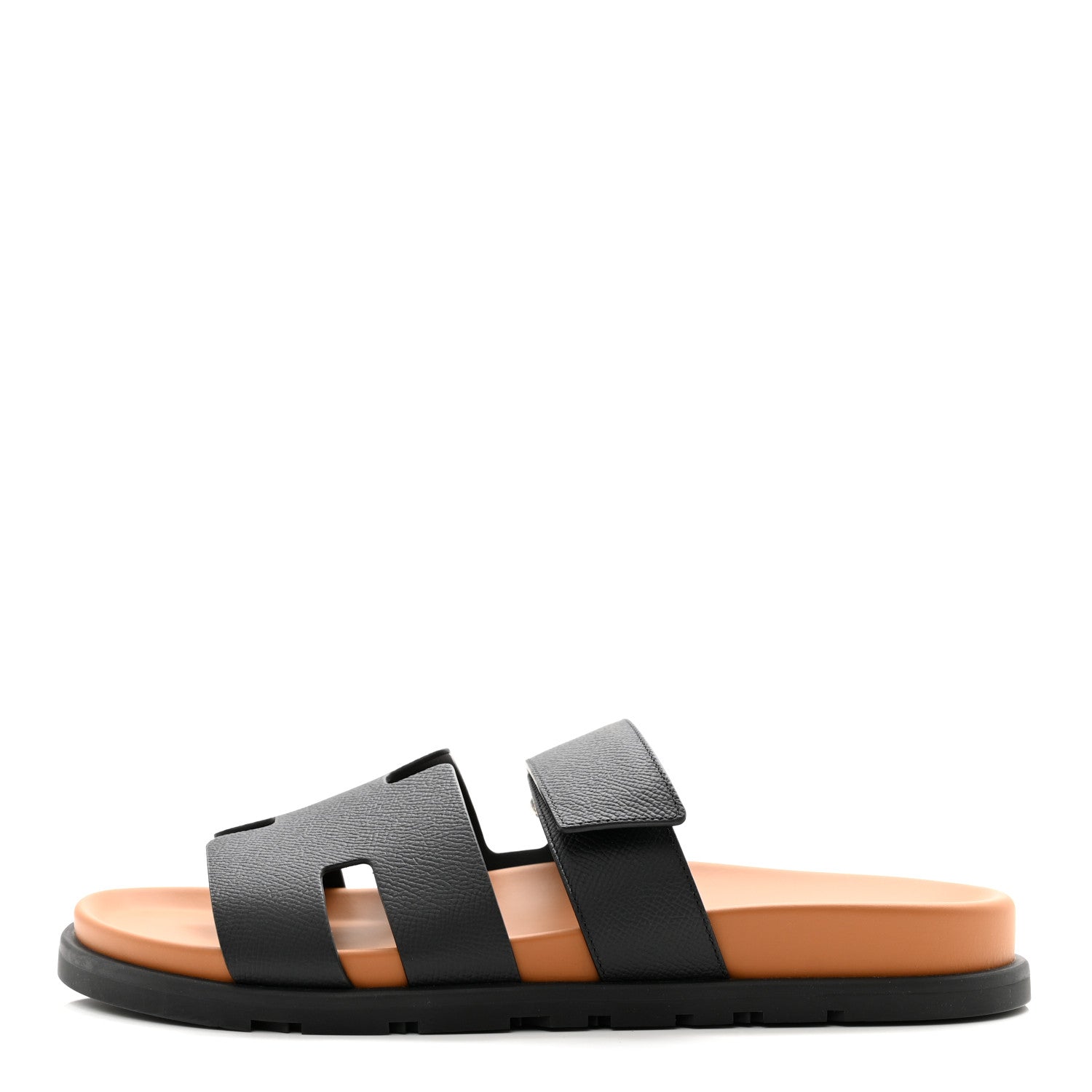 Hermes Epsom Mens Chypre Sandals 41.5 Black Natural 1 of 9