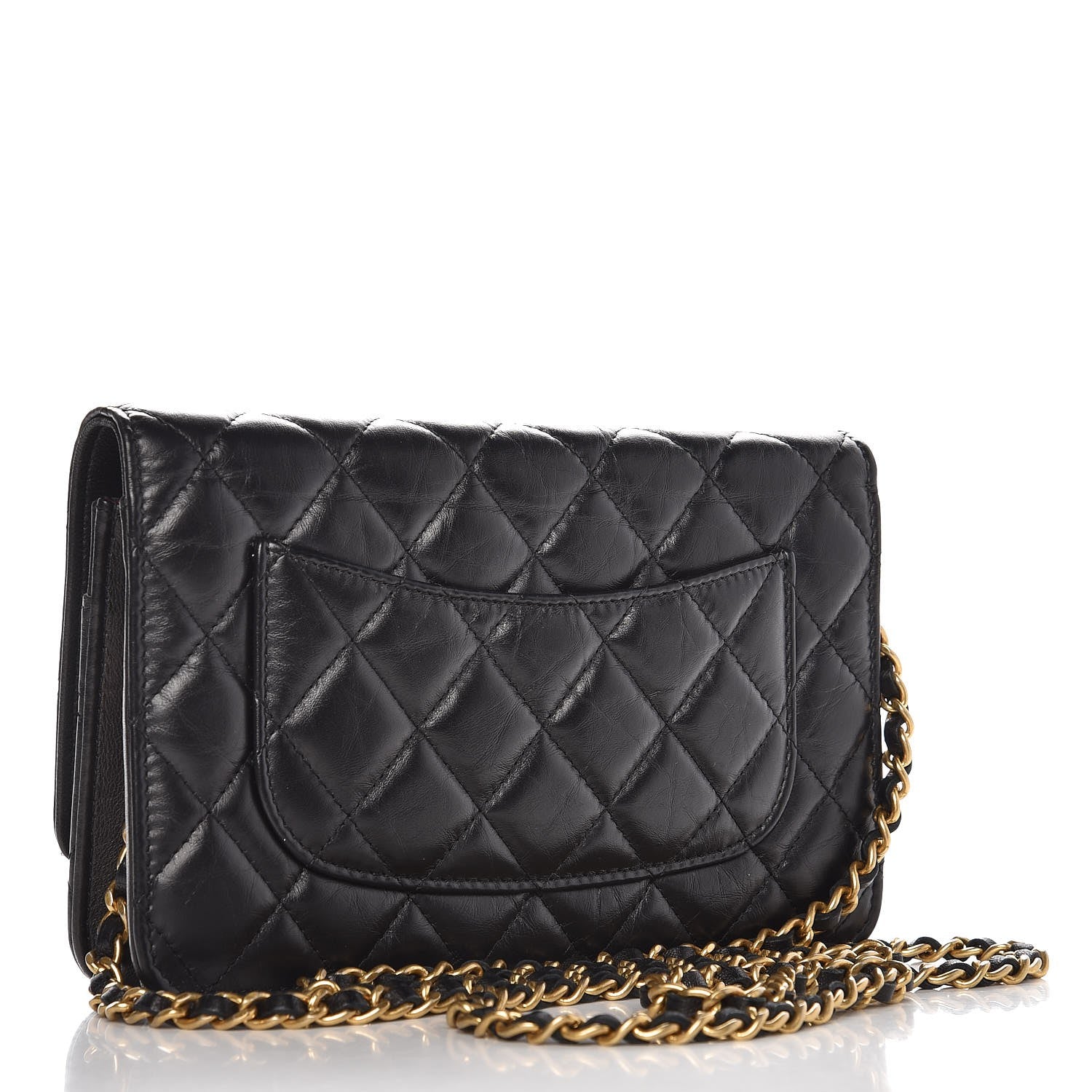 Chanel Aged Calfskin Quilted Reissue Wallet On Chain WOC Black 3 of 9