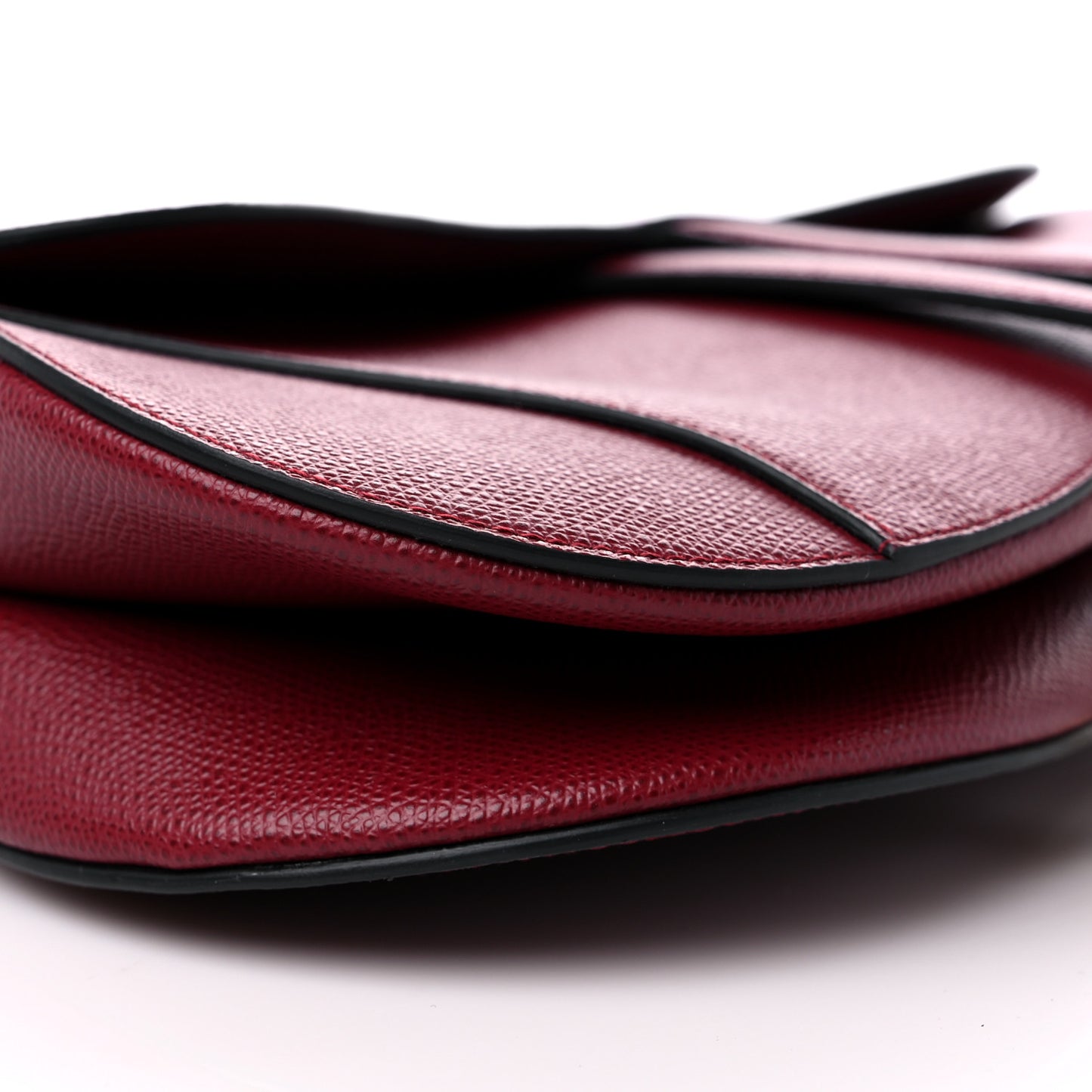 Grained Calfskin Saddle Bag Red