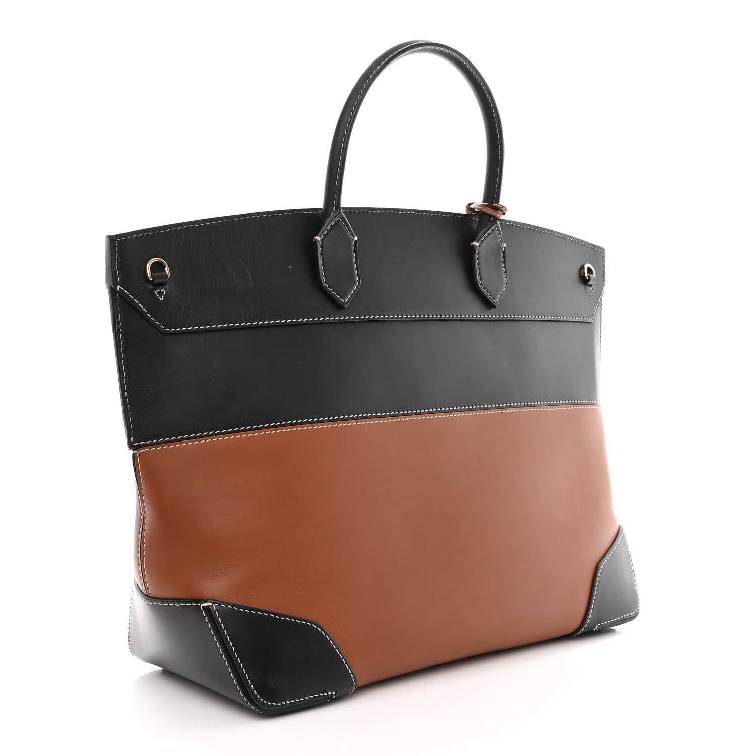 Burberry Calfskin Medium Society Top Handle Bag Black Brown 3 of 10