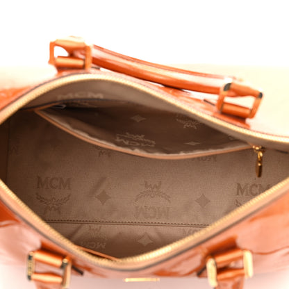 MCM Patent Monogram Boston Bag Bronze 5 of 11