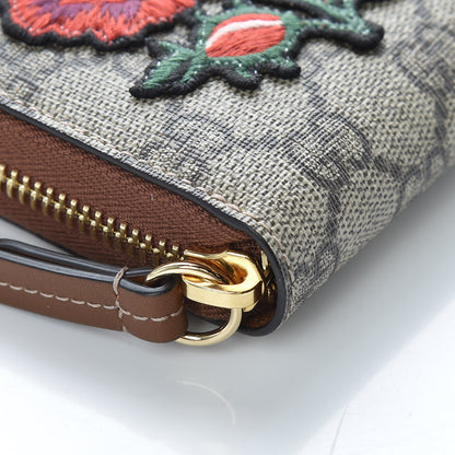 Gucci GG Supreme Monogram Embroidered Roses Zip Around Wallet Red 5 of 11