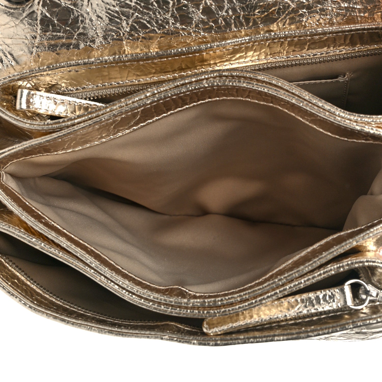 Chanel Metallic Crackled Calfskin Medium Clam's Pocket Flap Gold 5 of 11