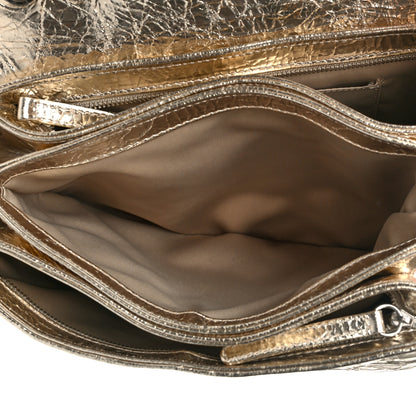 Chanel Metallic Crackled Calfskin Medium Clam's Pocket Flap Gold 5 of 11