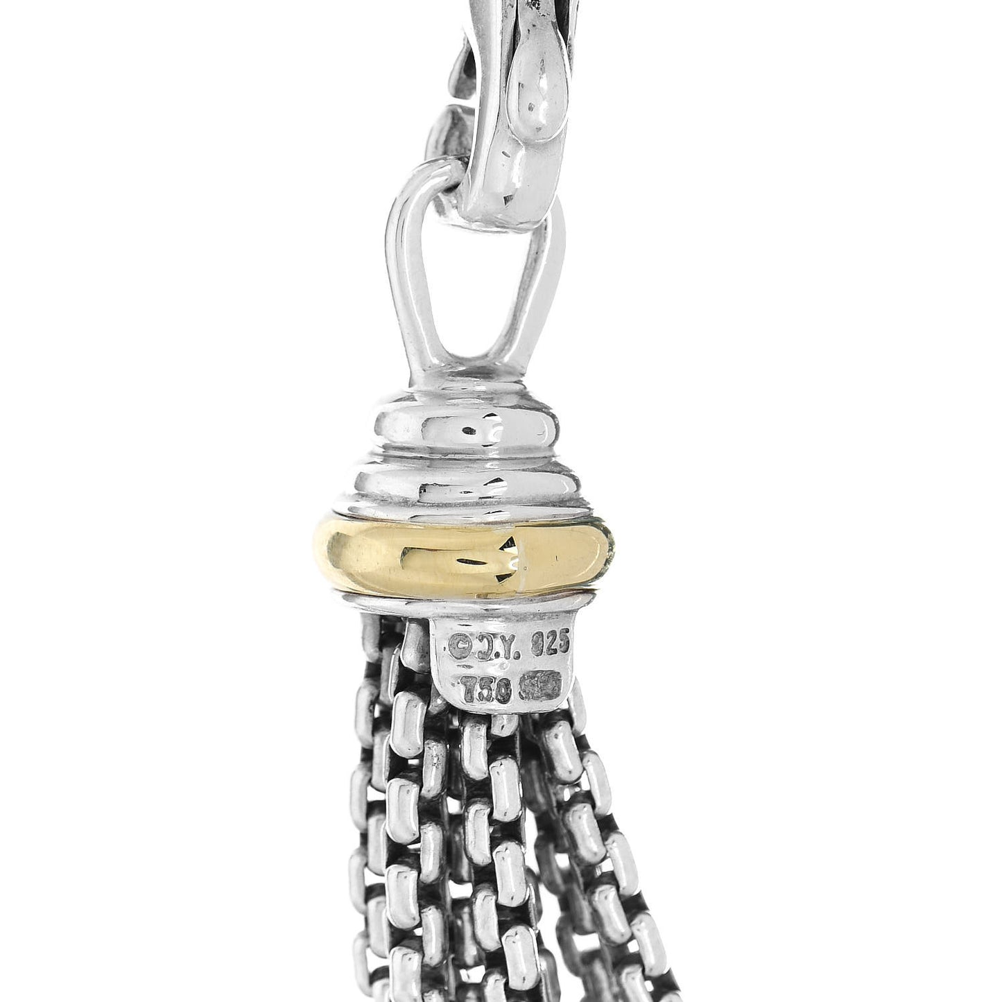 Sterling Silver 18K Yellow Gold Diamond Eight Strand Pave Station Necklace