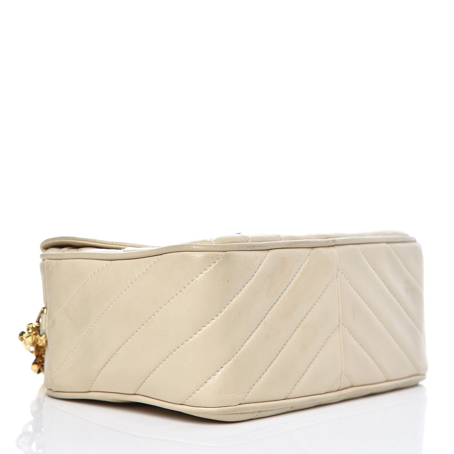 Lambskin Diagonal Quilted Tassel Camera Bag Light Beige