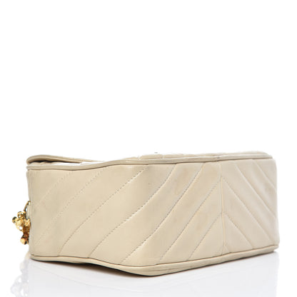 Chanel Lambskin Diagonal Quilted Tassel Camera Bag Light Beige 4 of 19