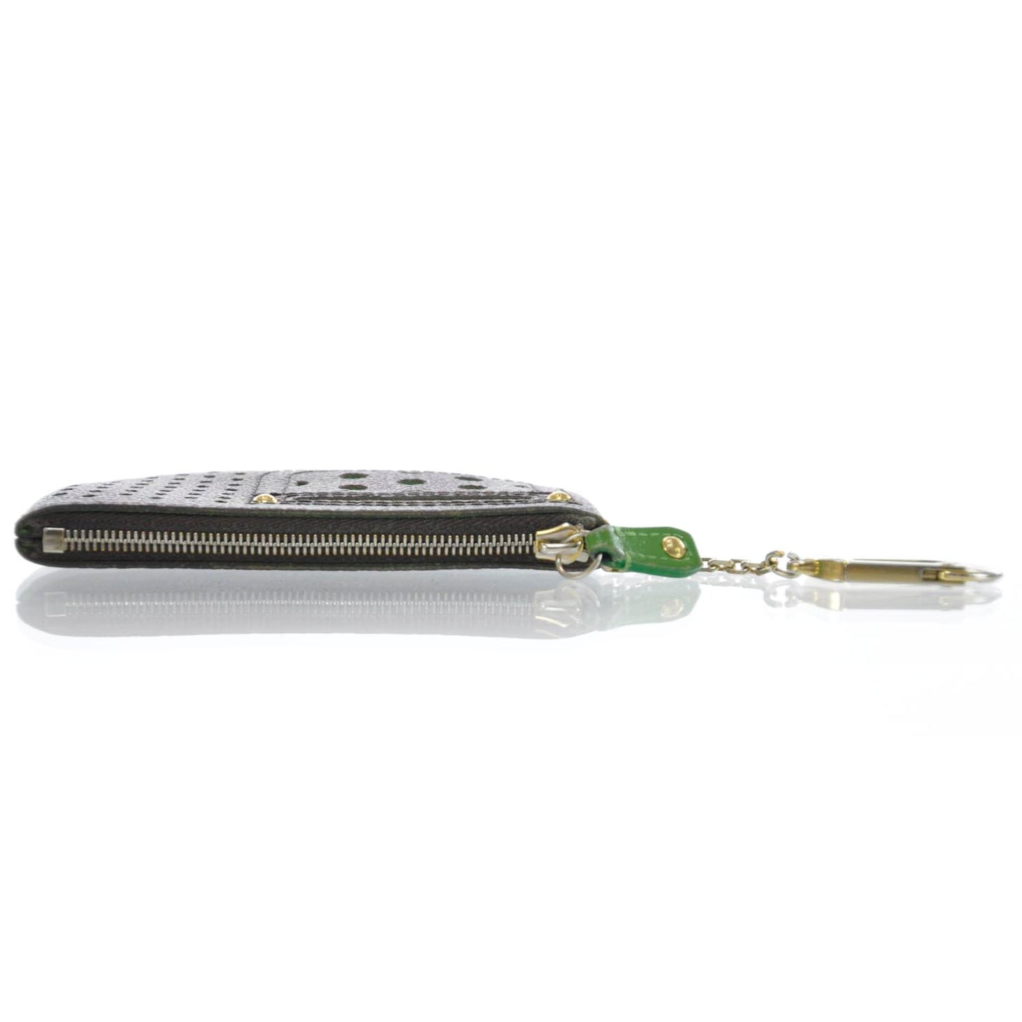 Monogram Perforated Key Pouch Green