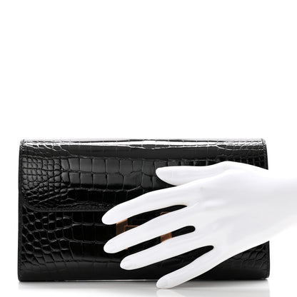 Hermes Shiny Alligator Constance Long Wallet Black 2 of 8