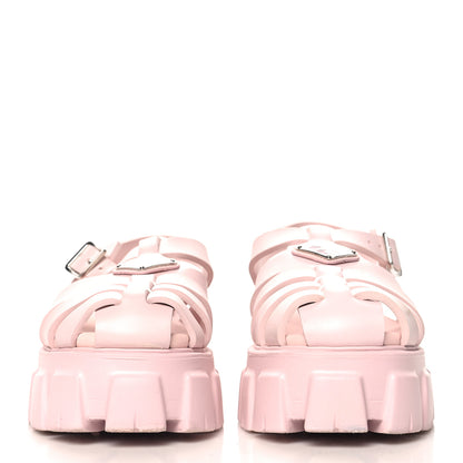 Prada Foam Rubber Metal Triangle Logo Monolith 55mm Cage Sandals 40 Alabastro 3 of 11