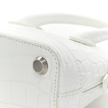 Balenciaga Calfskin Crocodile Embossed XXS Ville Top Handle Bag White Black 14 of 19