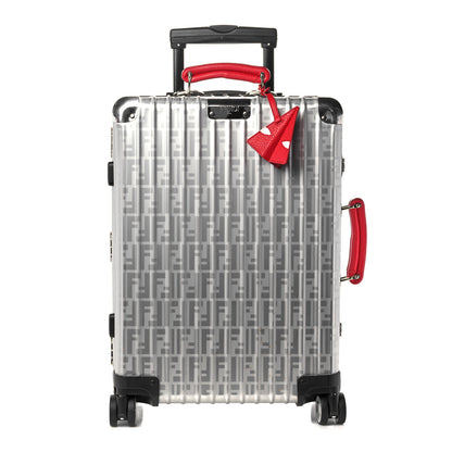 Fendi X RIMOWA Aluminum FF Print Roll Away Carry On Luggage Silver Red 1 of 23