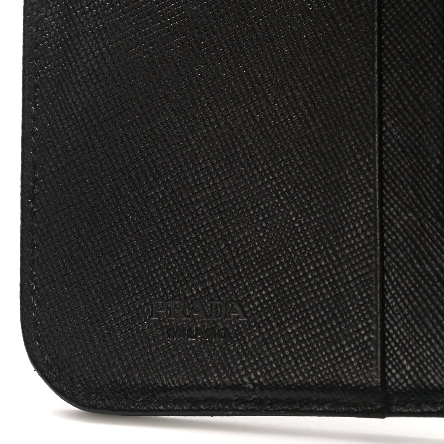 Saffiano Metal Compact Zip Around Wallet Black