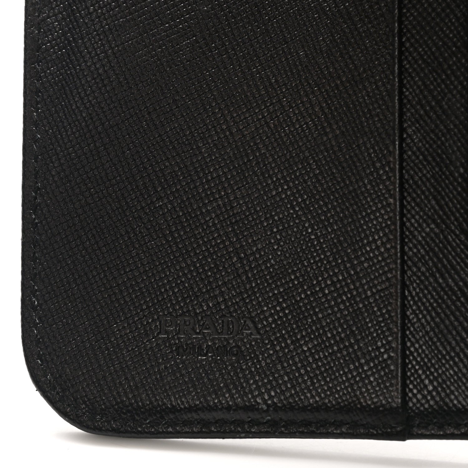 Prada Saffiano Metal Compact Zip Around Wallet Black 7 of 9