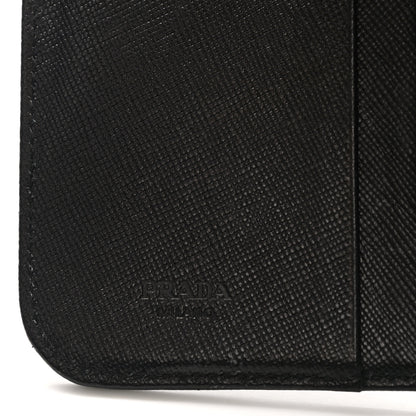 Prada Saffiano Metal Compact Zip Around Wallet Black 7 of 9