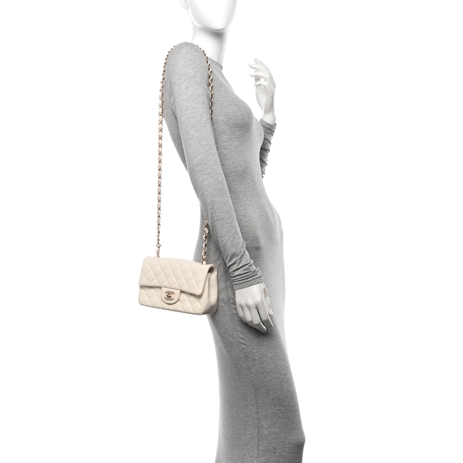 Chanel Lambskin Quilted Mini Rectangular Flap White 2 of 14
