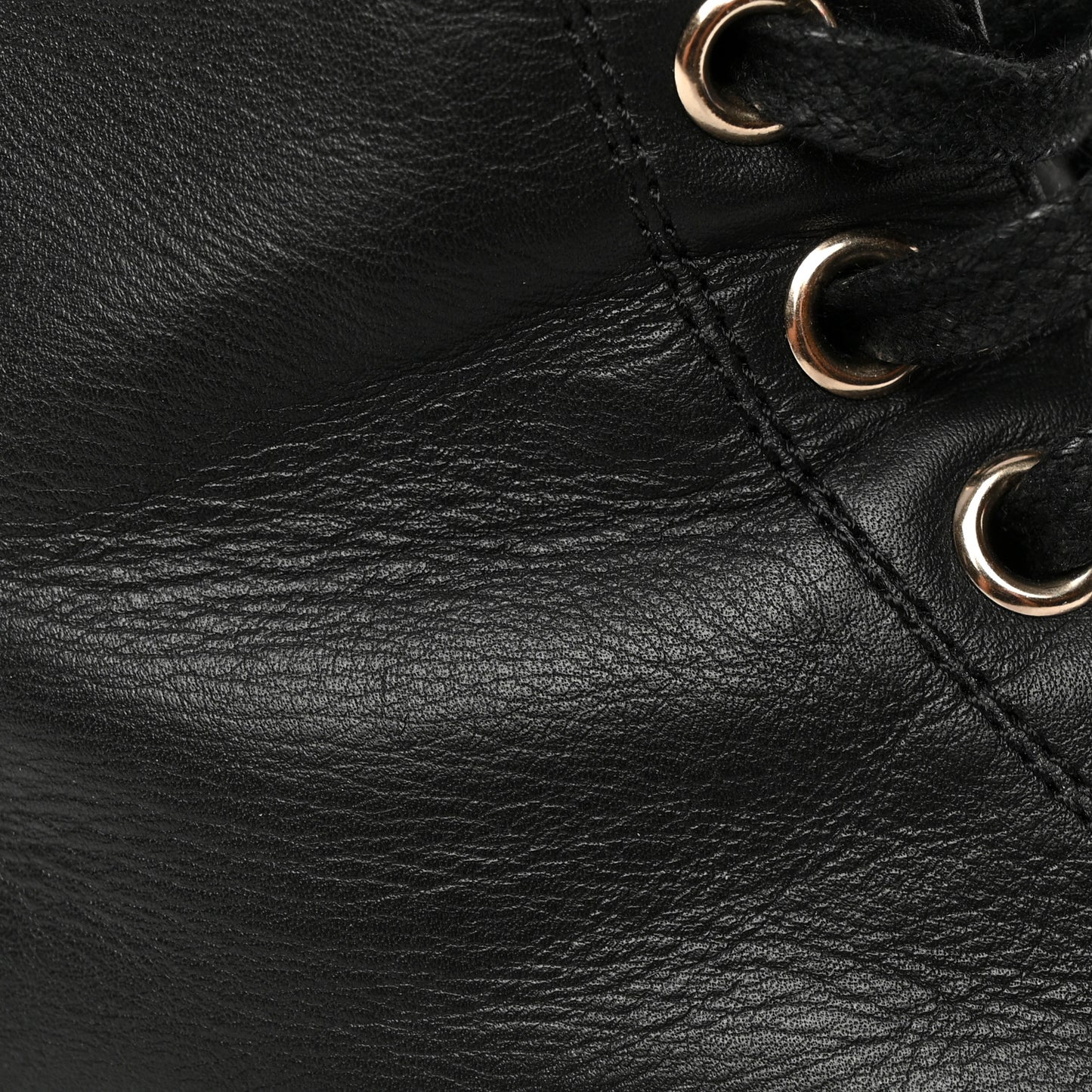 Shiny Calfskin Lace Up Combat Boots 38 Black