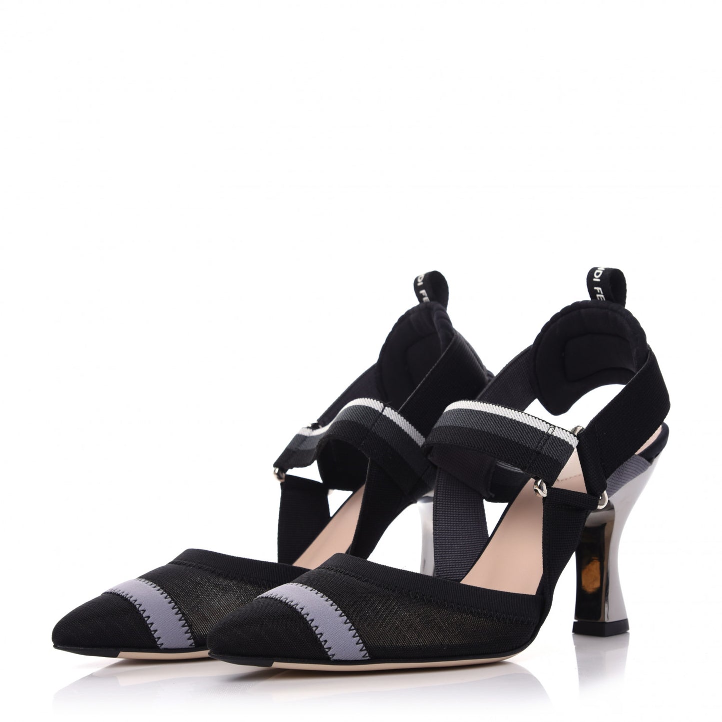 Technical Mesh Colibri 85mm Slingback Pumps 36 Black Asfalto