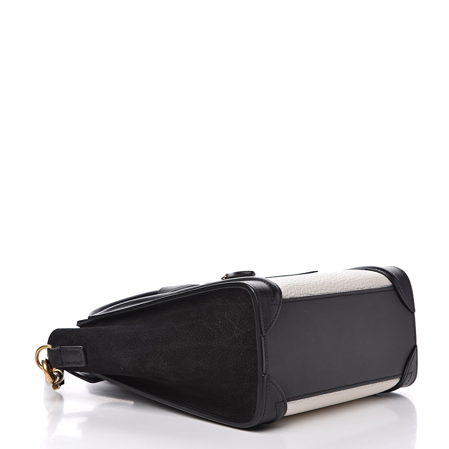 Celine Bullhide Calfskin Nubuck Bi-Color Nano Luggage Black White 4 of 10