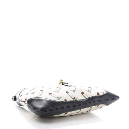 Gucci Canvas Boot Print Medium Jackie Hobo Navy 4 of 13