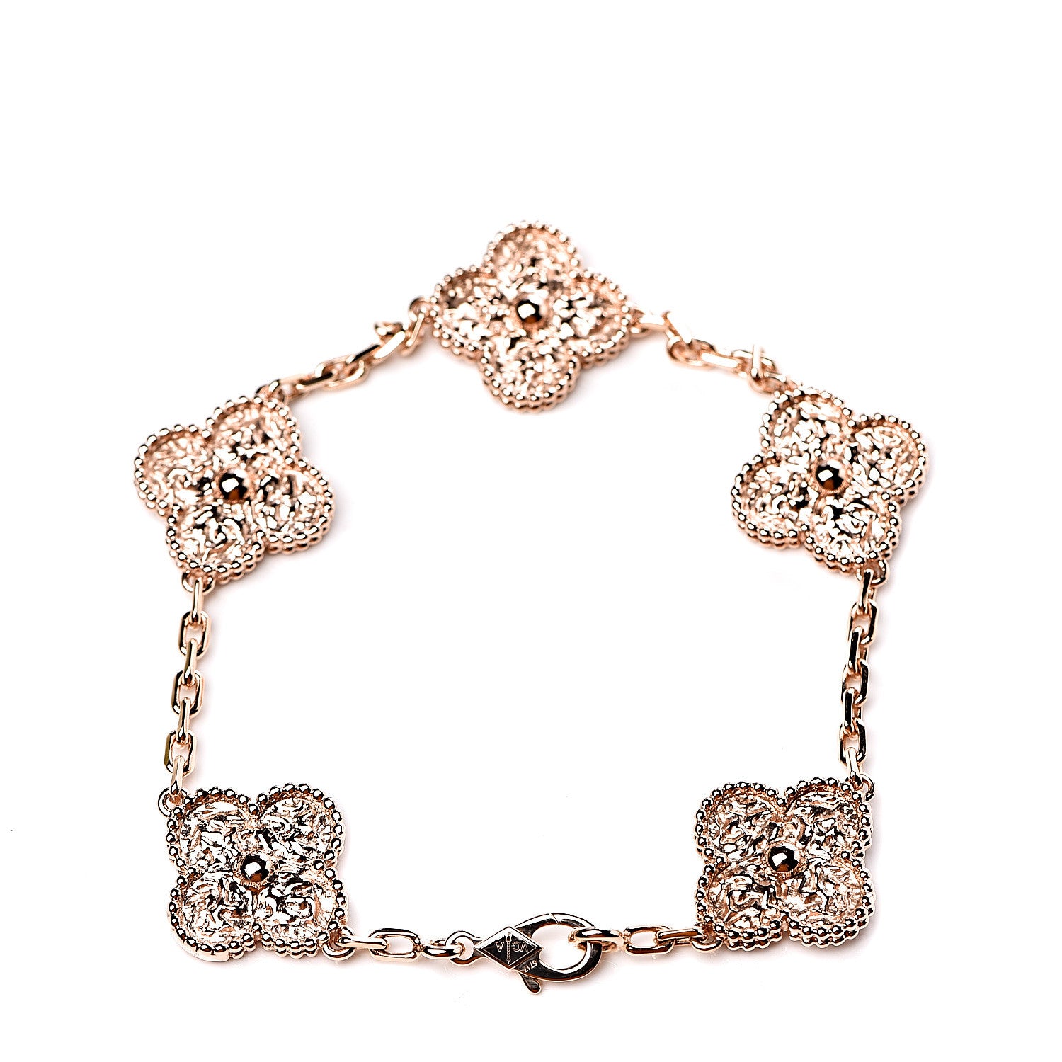 Van Cleef & Arpels 18K Rose Gold 5 Motifs Vintage Alhambra Bracelet 3 of 5