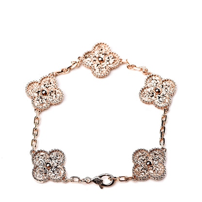 Van Cleef & Arpels 18K Rose Gold 5 Motifs Vintage Alhambra Bracelet 3 of 5