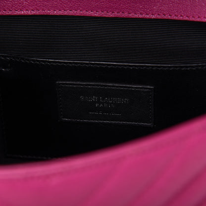 Saint Laurent Sheepskin Matelasse Chevron Medium Monogram Chain Bag Electric Pink 9 of 12